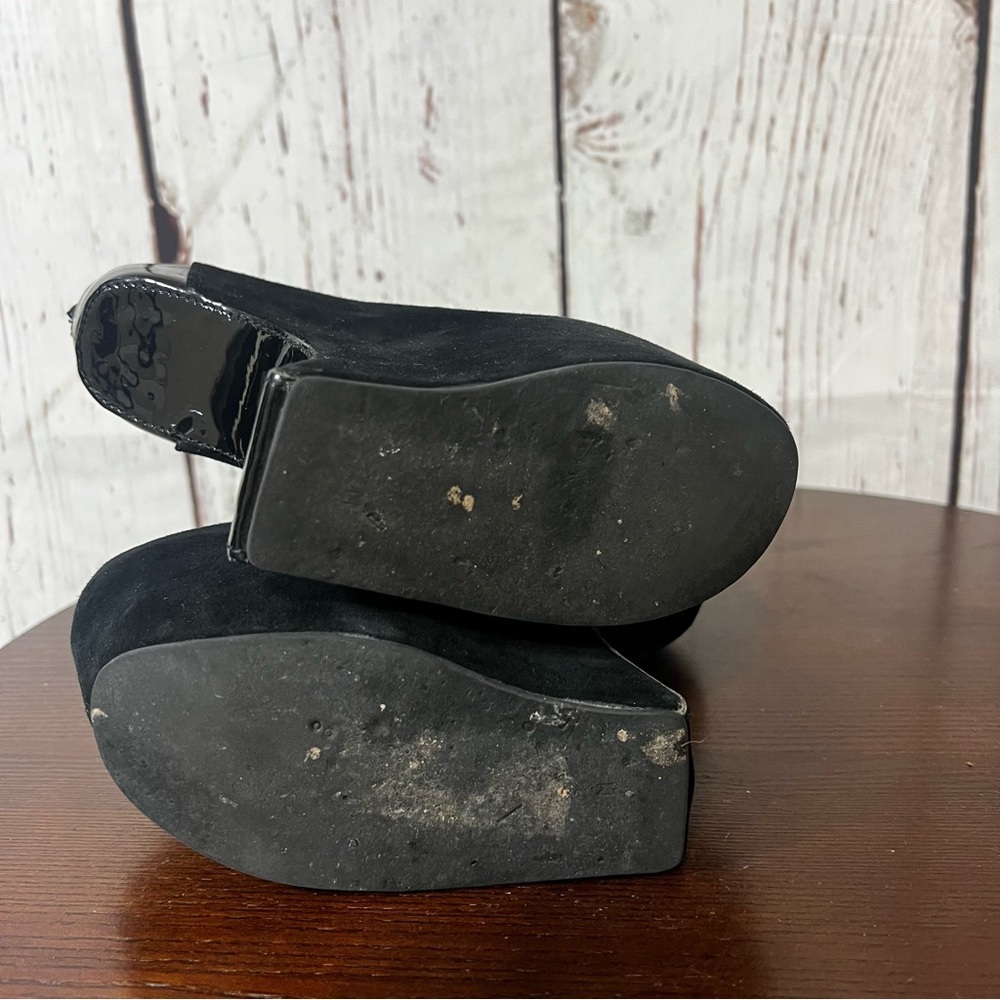 JEFFREY CAMPBELL NITE MATE Chic Black Suede & Patent Platform Ankle Booties 7 - Picture 7 of 10